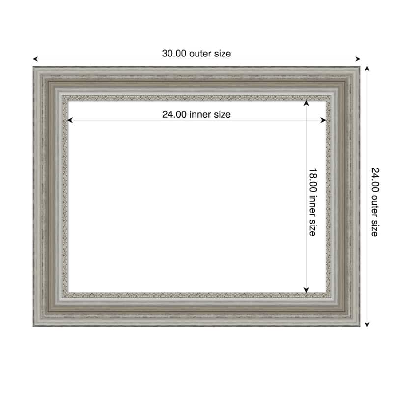 Amanti Art Parlor Black Framed Dry Erase Magnetic Board - 30 x 24 in - Parlor Silver