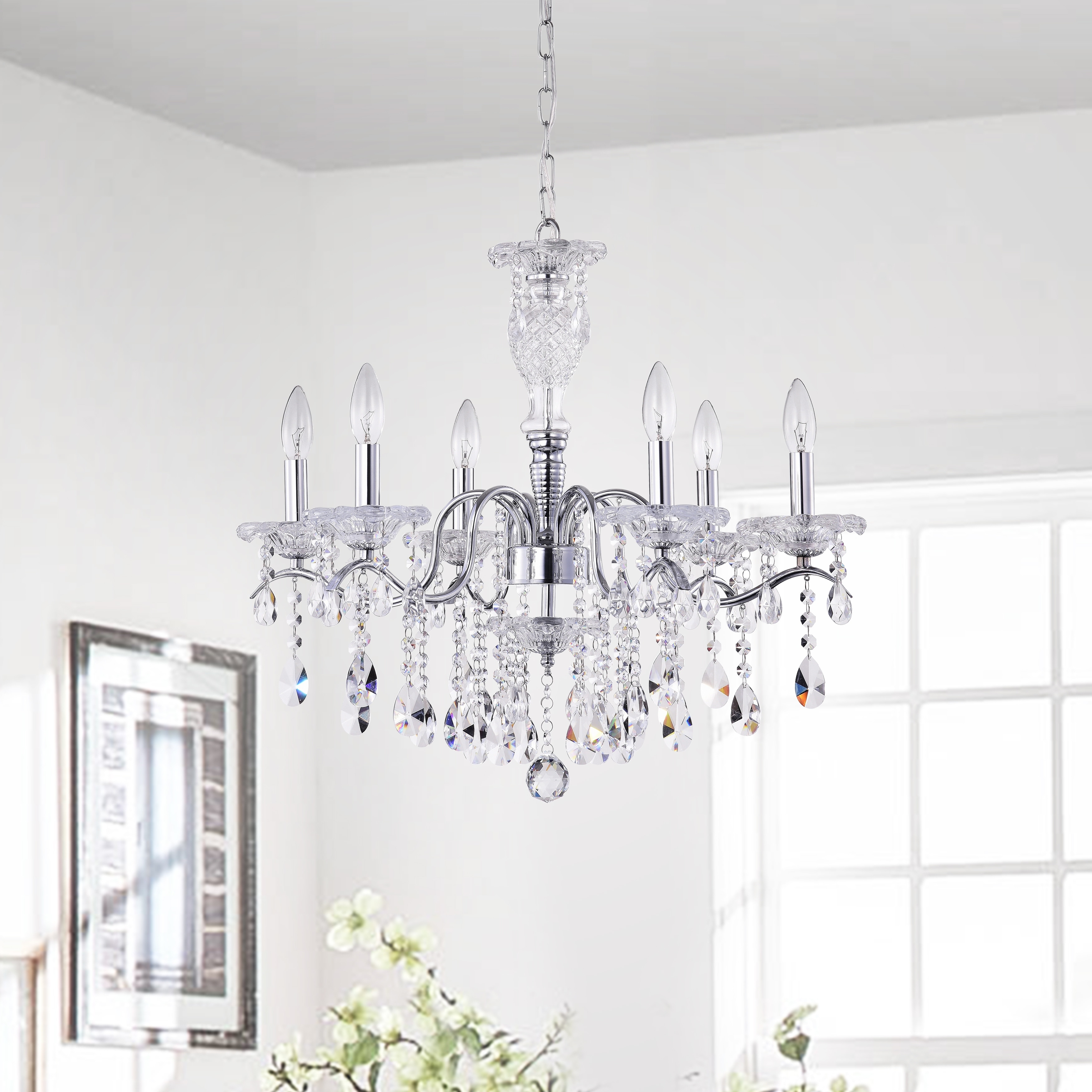 Aubriet 6-Light Candle Style Chandelier - Chrome