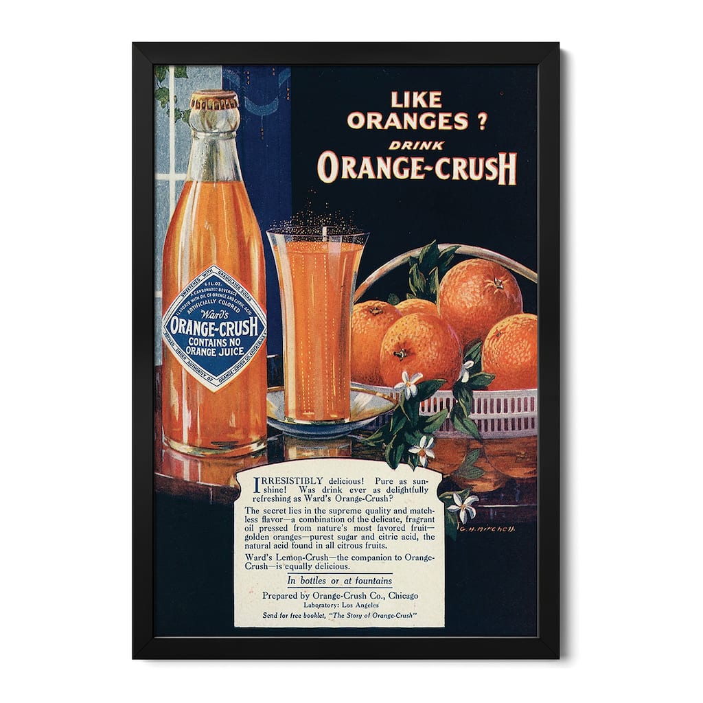 1920s Orange Crush Magazine Advert Premium Framed Poster by The Advertising Archives