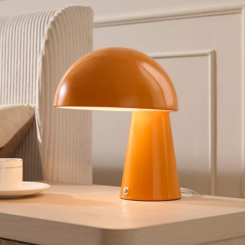 KAWOTI 9.5" Modern Metal Table Lamp with Touch Control - Orange