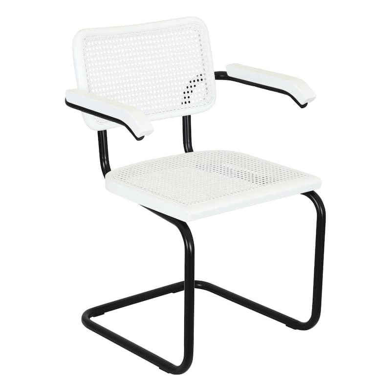 Breuer Chair Company Marcel Breuer Cesca Cane Cantilever Armchair Arm Chair w/ Black Steel Frame (Various Wood & Cane Colors)