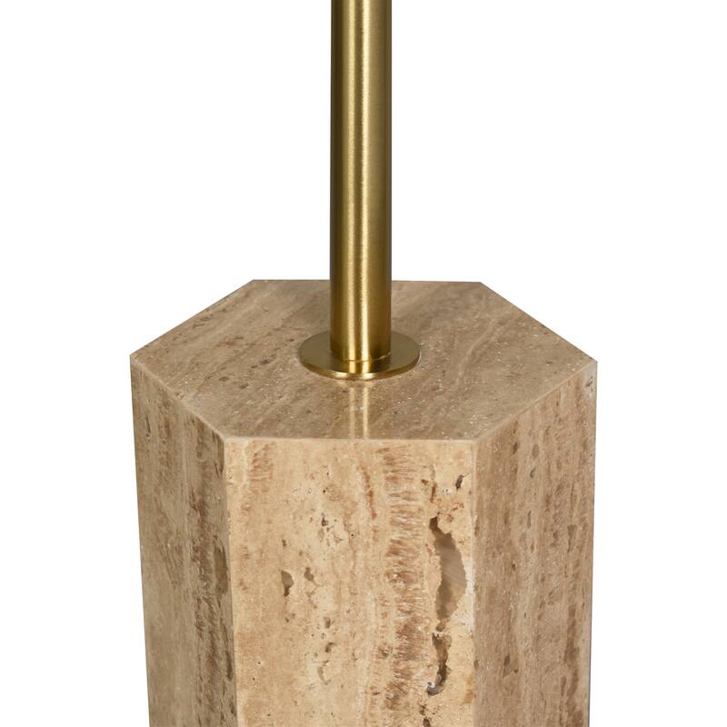 Pinon Modern Marble & Wood Round Drink Table, 10"W x 10"D x 22"H, by Sevita