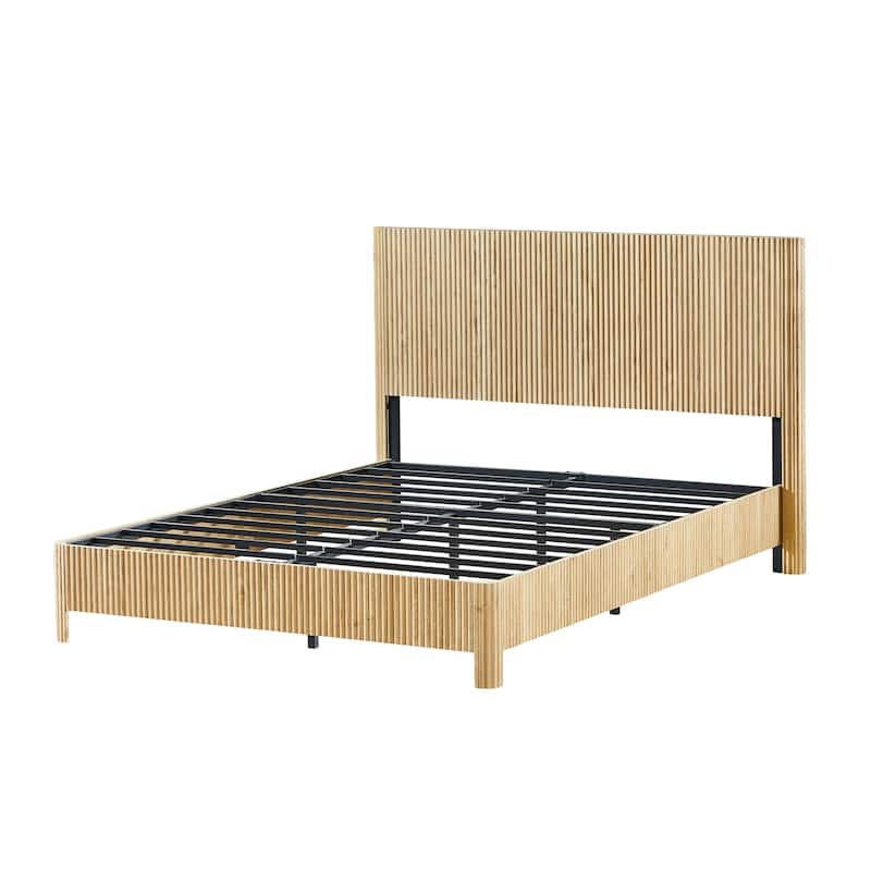 Queen Size Wooden corrugated curved lines, No Box Spring Needed