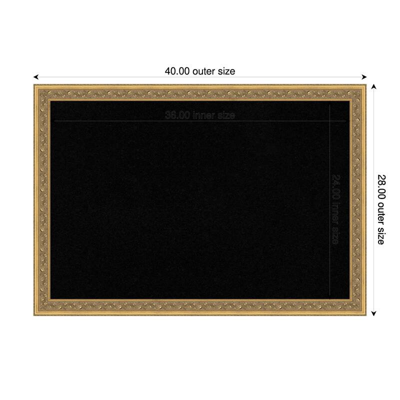 Carter Dark Gold Wood Framed Cork Board - Bulletin Board, Organization Board, Pin Board - Black - 40 x 28 in