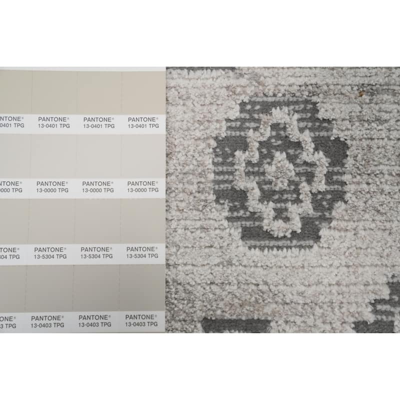 Machine Made Oriental Polyester Carpet Geometric Greys & Charcoal Distressed Area Rug - 7' 5'' X 5' 2''