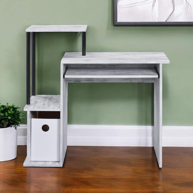 37" Antiqued White Computer Desk - Ivory