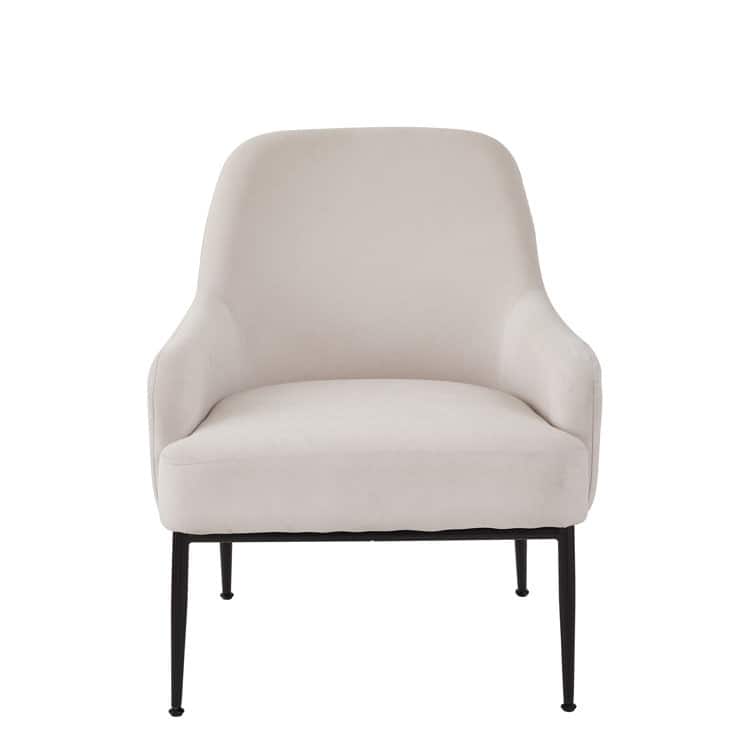 US Pride Furniture Velvet Armchair Solid and Engineered Wood with Black Metal Legs Dense Foam and Heavy Webbing - Beige