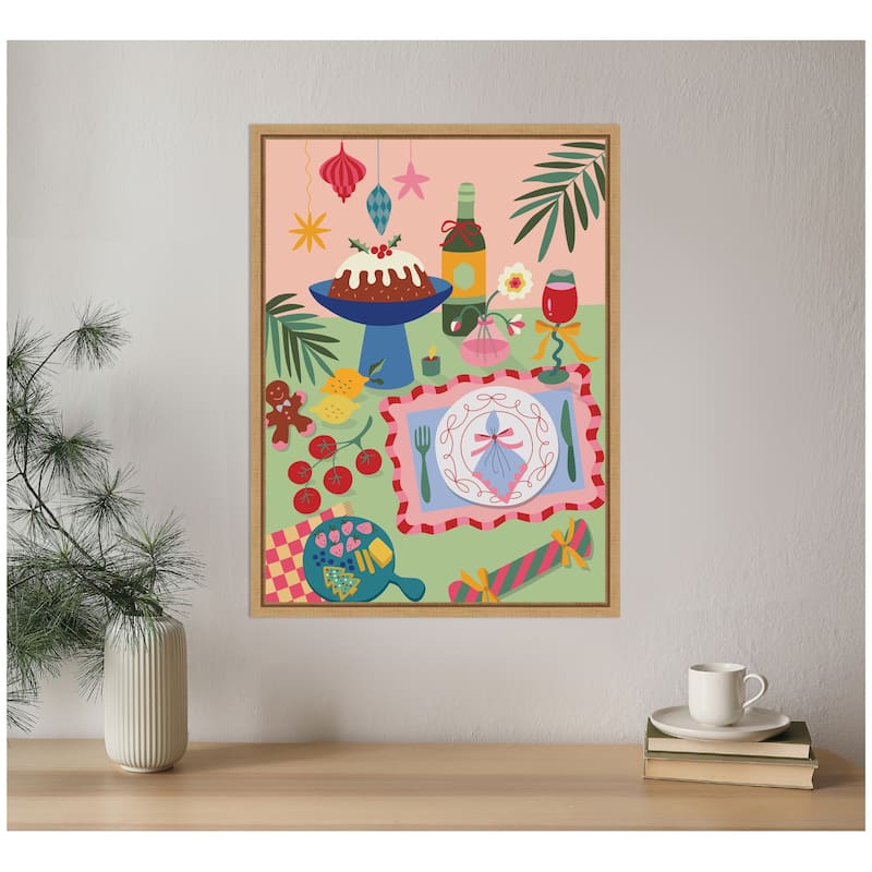 Kate and Laurel Sylvie Framed Canvas Christmas Dessert by Rachel Lee