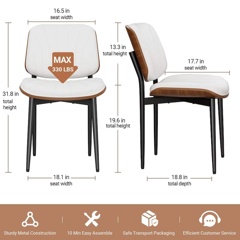 Mid Century Modern Dining Chairs, Upholstered Dining Chairs Set of 2