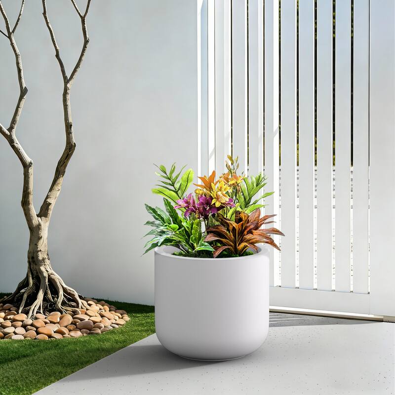 Concrete Round Planter / Pot with Drainage Hole for Indoor & Outdoor