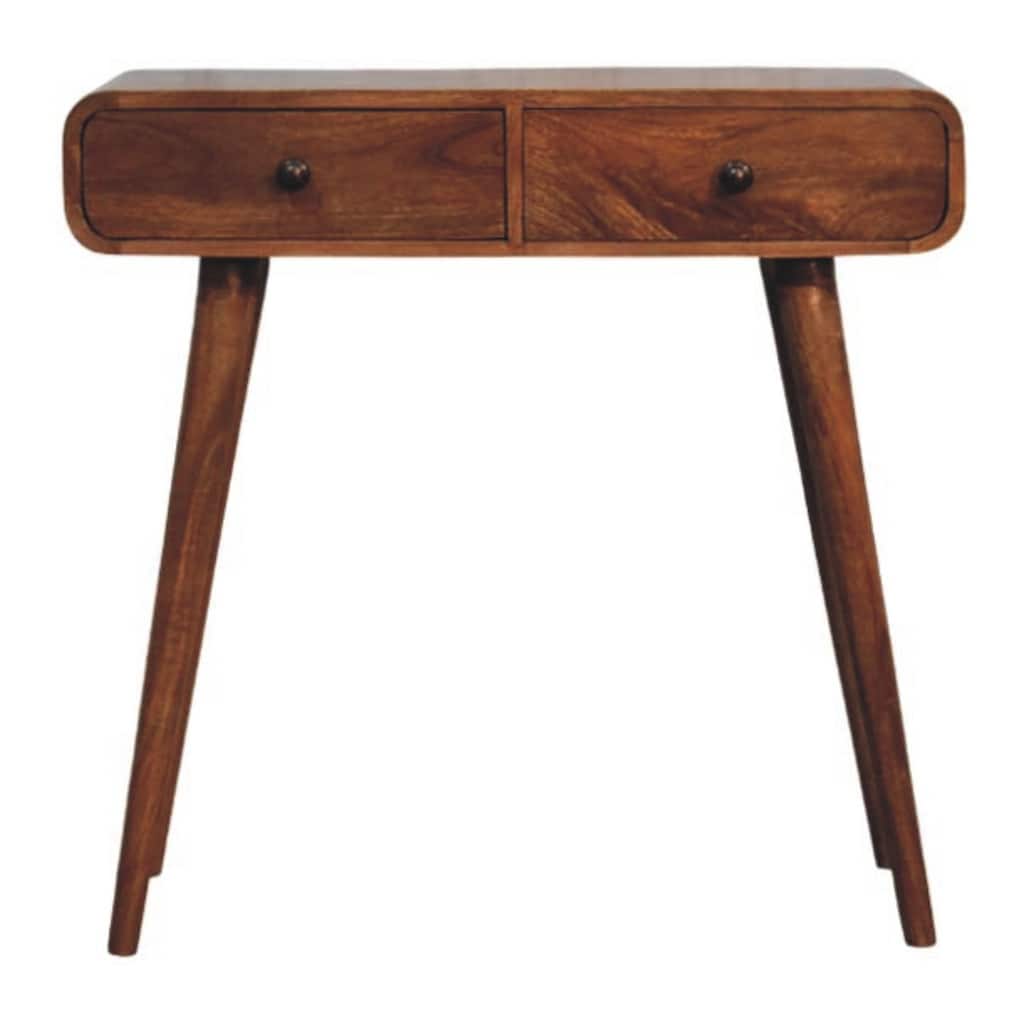 Artisan Furniture Solid Wood Curved Two Drawer Console Table , Brown