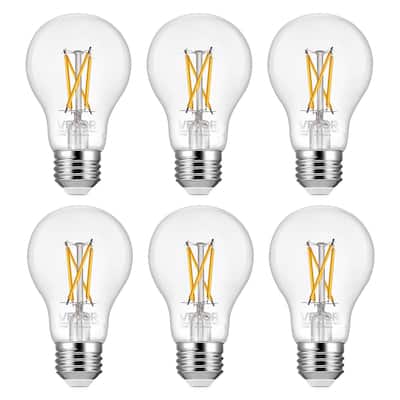 Set of 6 Dimmable Edison LED Bulbs 7W 2700K Soft Warm Light E26 Base Vintage Style Energy Efficient Lighting