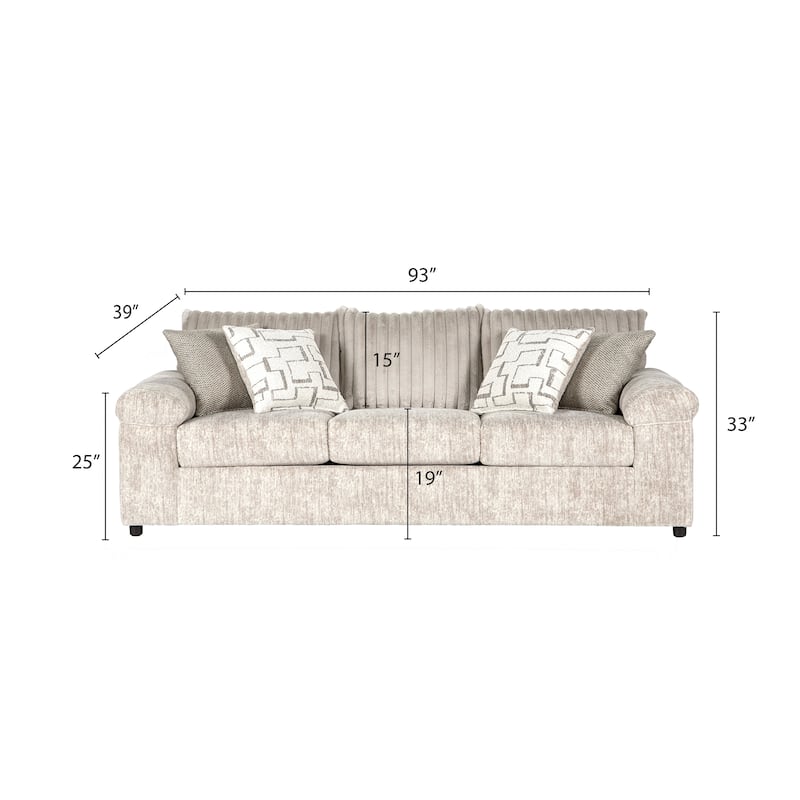 Roundhill Furniture Nason Wide Wale Corduroy Living Room 4-Piece Sofa Set