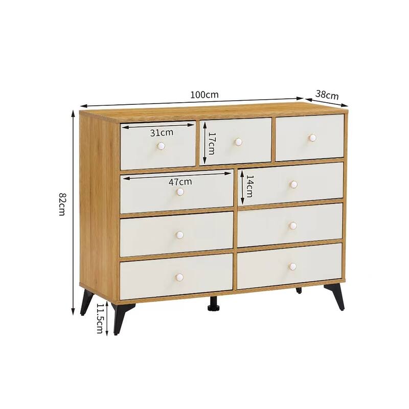 Cabinet Wood MDF Boards, 9 Drawers Dresser