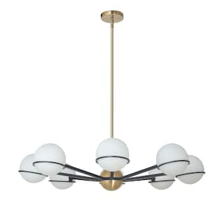 8 Light Chandelier - Matte Black/Brass Finish - Modern Ceiling Light Fixture - 7.75