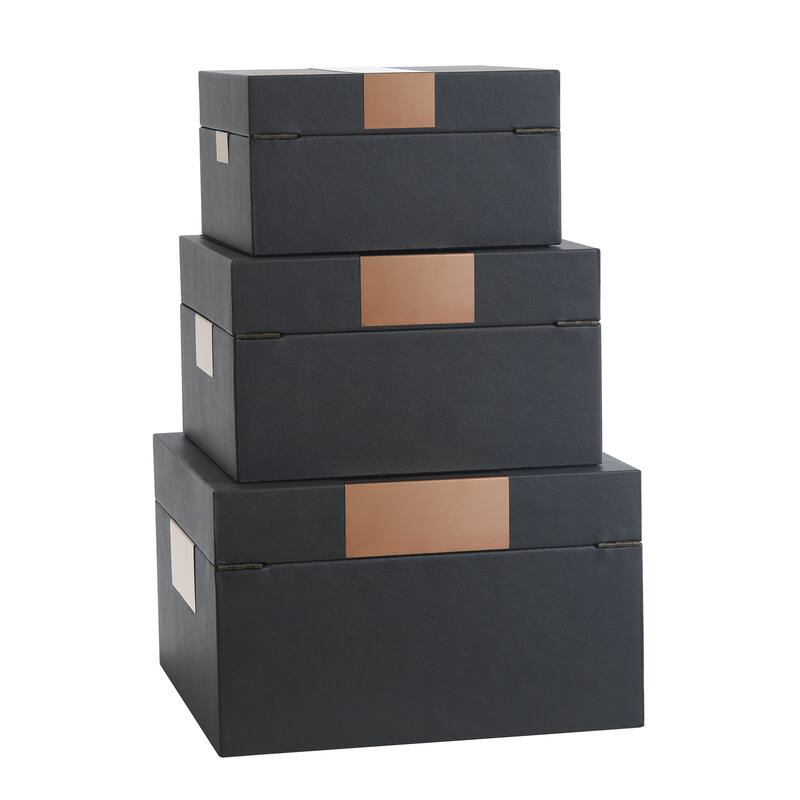 StyleCraft Norman Wyatt - John - Set of 3 Leather Wrapped Accessory Boxes