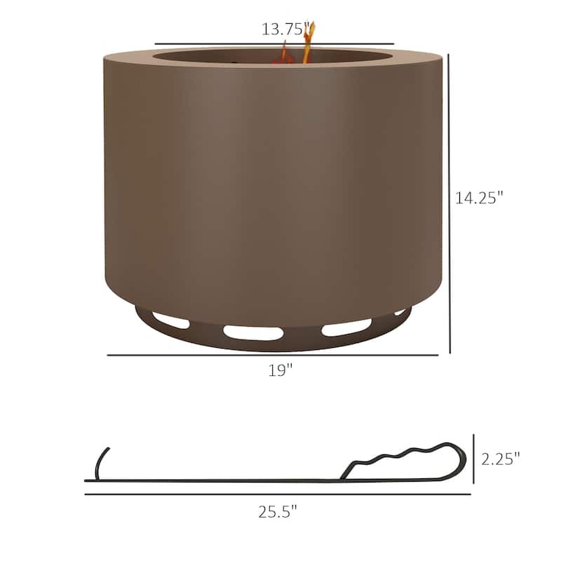 Outsunny Smokeless Fire Pit, 19" Portable Wood Burning Firepit with Poker, Low Smoke Camping Bonfire Stove
