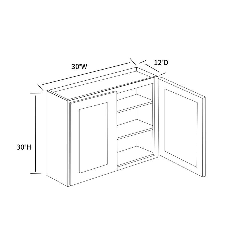 Grey Shaker Wall Cabinet - Ready to Assemble, for Kitchen and Bathroom Storage