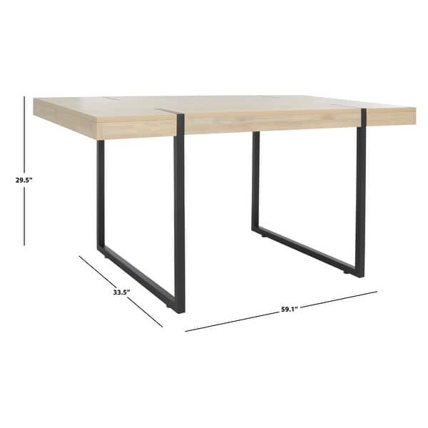 dimension image slide 0 of 4, SAFAVIEH Cael Modern Industrial Farmhouse Dining Table - 59 in. W x 33 in. D x 30 in. H