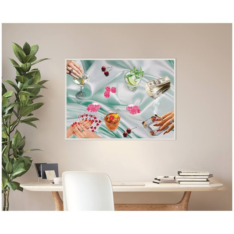 Kate and Laurel Poker Night Green by Honey Island Studio Framed Canvas Wall Art Print