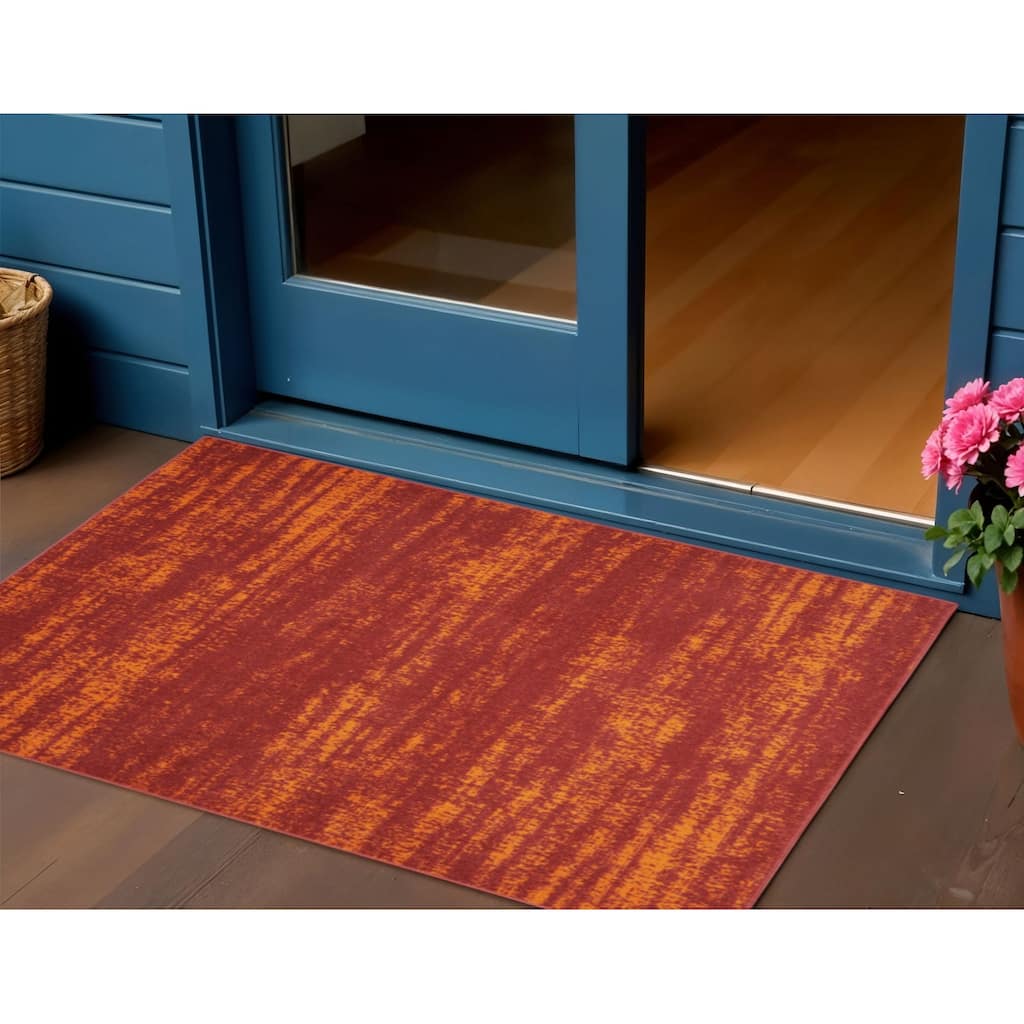 HomeRoots Abstract Contemporary Rectangle Outdoor Rug - 2' x 4'