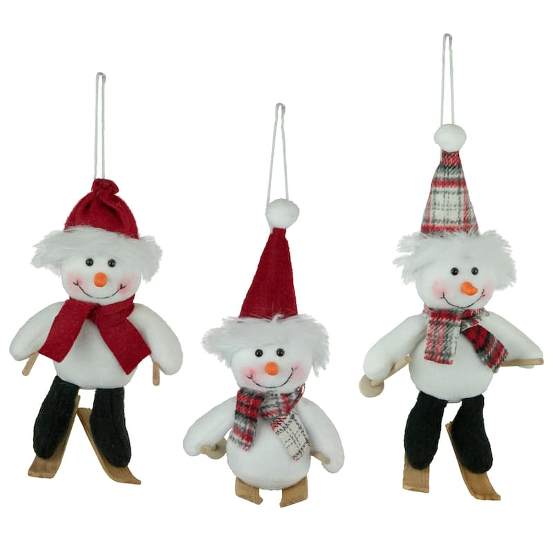 Set of 3 Sporty Skiing Snowmen Christmas Ornaments 9.5"