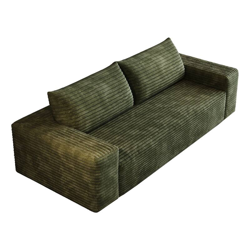Corduroy Upholstered Boneless Sofa, Full Compression Cloud Couch, High-Density Foam 3 Setaser Sofa for Living room, Bedroom