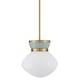 preview thumbnail 1 of 5, Lark 83607 Lucy 10" Wide Mini Pendant with Cased Opal Glass Lacquered Brass / Seafoam