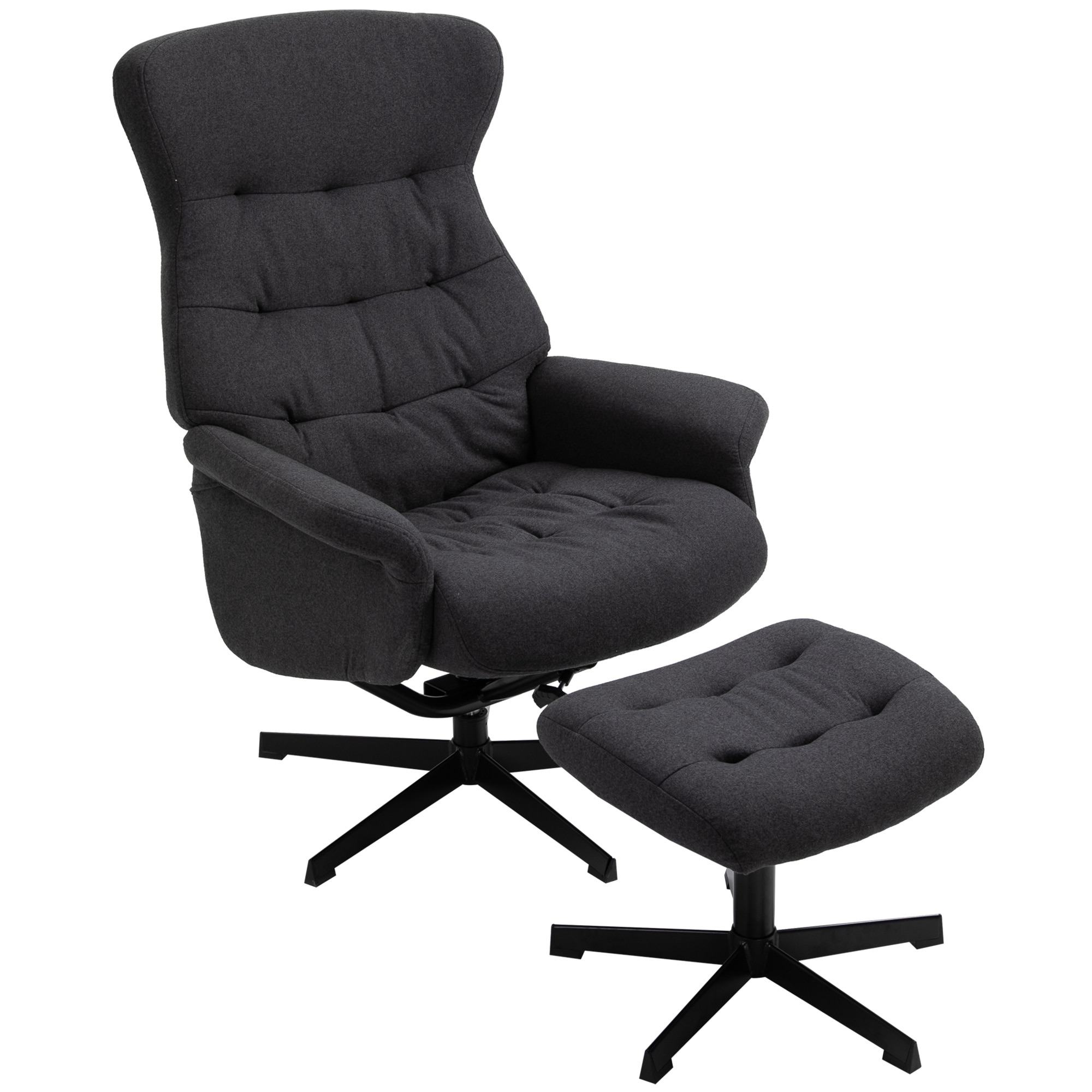 homcom retro swivel chair fabric sofa height adjustable with metal base  leisure chair on rolling wheels for home office
