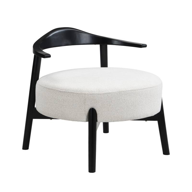 Roomfitters Upholstered Accent Chair, Modern Reading Armchair for Living Room and Bedroom, Beige+Black