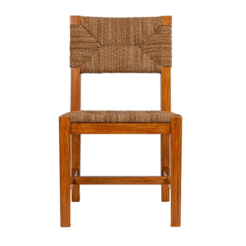 Willowbrook Solid Wood and Natural Woven Seagrass Rope Dining Chair (Set of 2)