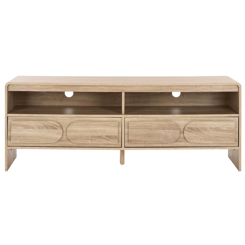 SAFAVIEH Arsenio 2-Drawer 2-Shelf Entertainment Media Stand for TVs up to 65" - 61"W x 16"D x 24"H