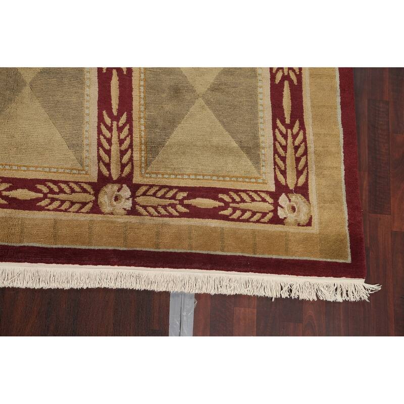 Geometric Vegetable Dye Nepalese Oriental Area Rug Wool Hand-knotted - 8'4" x 10'3"