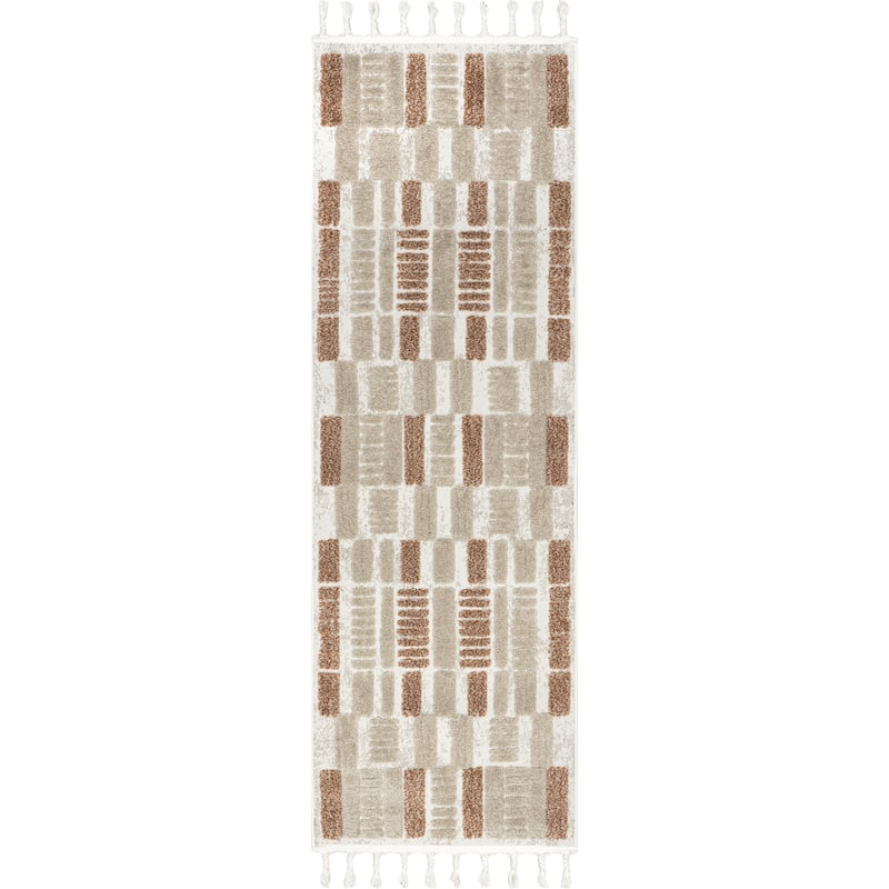 Nuloom Nimah Geometric High-Low Tasseled Area Rug