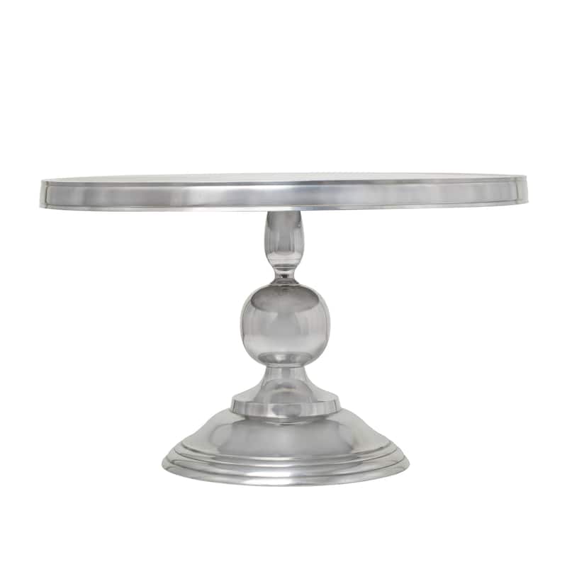Aluminum Metal Sleek Ball Centered Base Coffee Table - Silver - Roche River Decor - 30"Wx30"Lx19"H