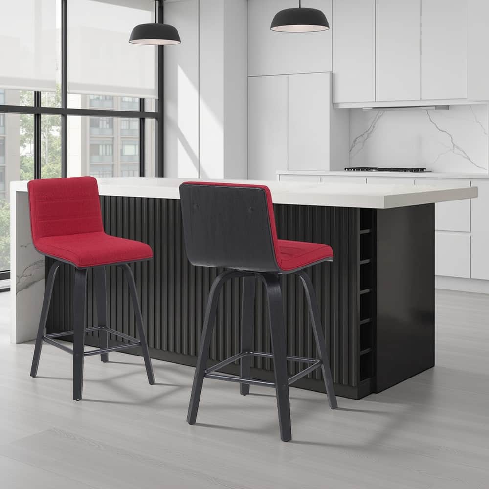 Skara Mid-Century Swivel Counter Stool, Upholstered Counter Height Chair with Bentwood Legs