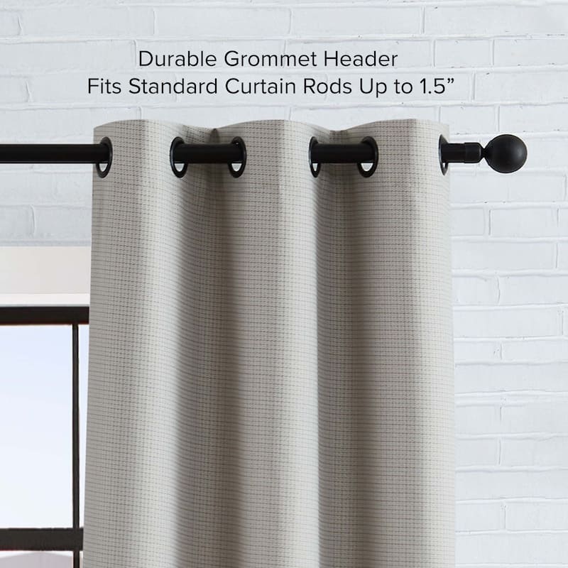 Lucky Brand Finley Textured Blackout Grommet Window Curtain Panel Pair with Tiebacks