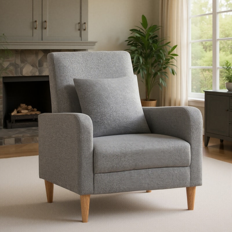RENEWLINE Modern Accent Chair with Pillow & Walnut Legs - Lounge Seat for Living Room, Compact Design