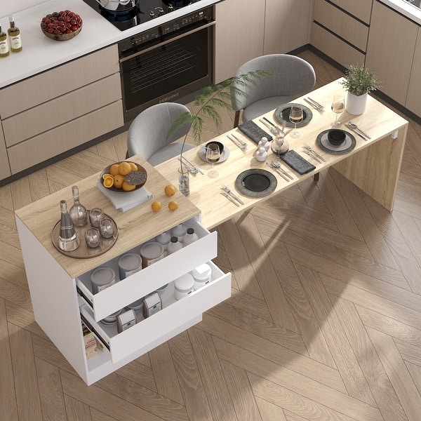 Kitchen Island Spacious Workspace for Dining Cooking and Storage Table ...