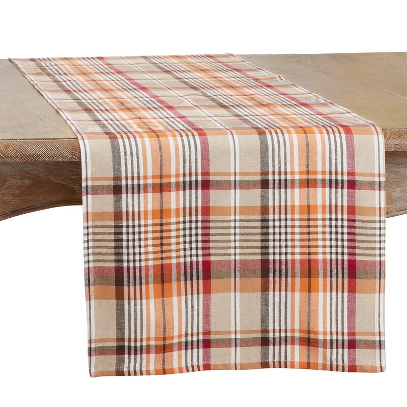 Multi-Color Table Runner With Plaid Design