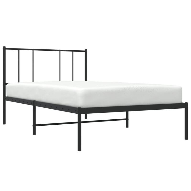 vidaXL Metal Bed Frame with Headboard, No Mattress