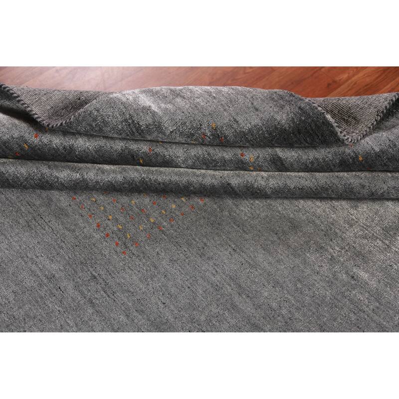 Gabbeh Indian Area Rug Hand-Knotted Silk Carpet - 8'0" x 9'6"