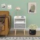 preview thumbnail 4 of 38, Kids Wood Side Table Nightstand With Fabric Drawer and 2-Tier Shelf
