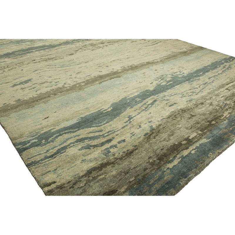 Modern Multi-Colored Hand-Knotted Wool Area Rug