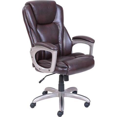 Big & Tall Bonded Leather Commercial Office Chair with Memory Foam, Brown