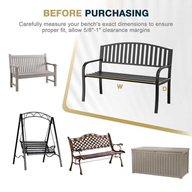 Aoodor Patio Furniture 46" x 18" x 3.1" Outdoor Bench Cushion
