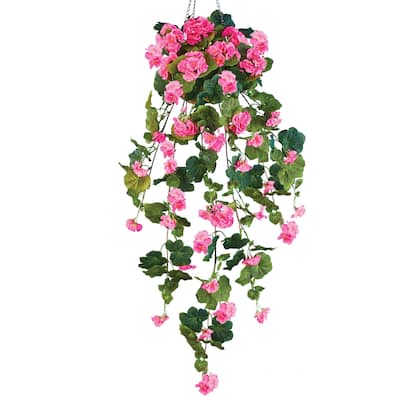 Hanging Artificial Colorful Begonia Bush Plant - 18.000 x 8.000 x 3.800