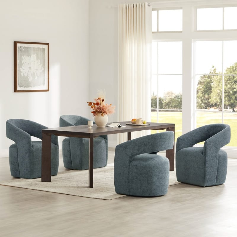 Joey Modern Barrel Dining Chair with Caster Wheels & Open Back Fully Assembled