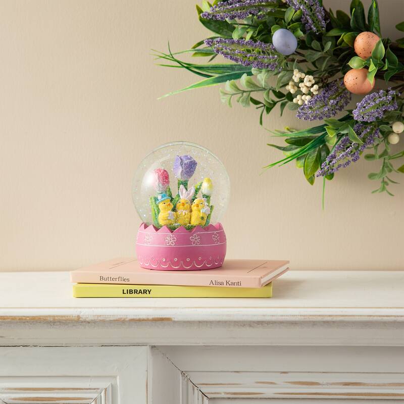 Glitzhome Easter Resin Bunny Couple Waterglobe Spring Gifts Table Decor
