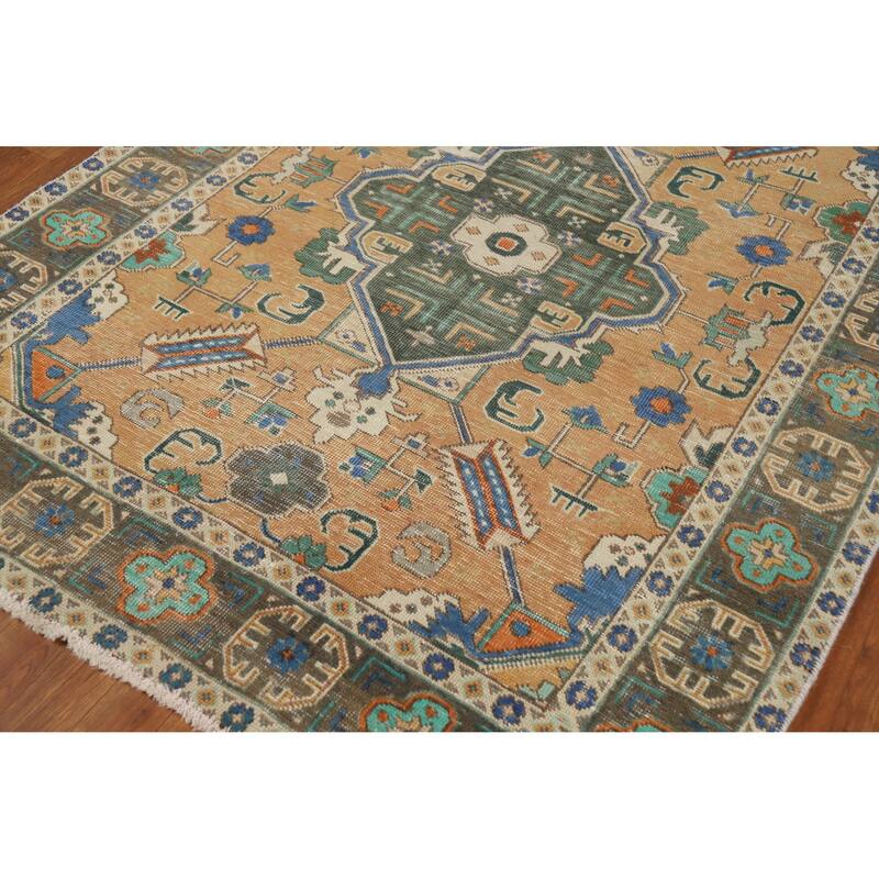 Hand Knotted Oriental 100% Wool Carpet Traditional Medallion Oranges & Rust Tabriz Area Rug - 6' 4'' X 4' 11''